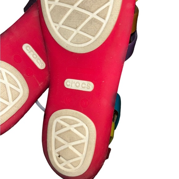Crocs Huarache Ballet Flat Rainbow multicolored jelly sandals size 10 pink - Picture 4 of 4